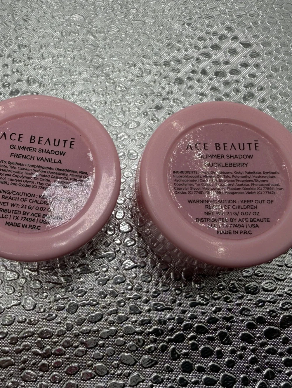 ACE Beaute Glimmer Shadow Single Eyeshadow Lot of 2 French Vanilla & Huckleberry